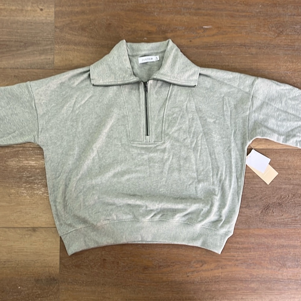 Justfab Medium (M) Light Green Half-zip Pullover Jacket
